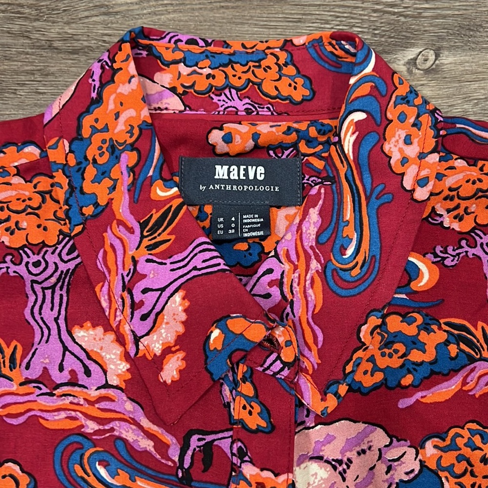 Anthropologie Maeve Darla Button Down Top Like New Size 0 - Picture 2 of 7